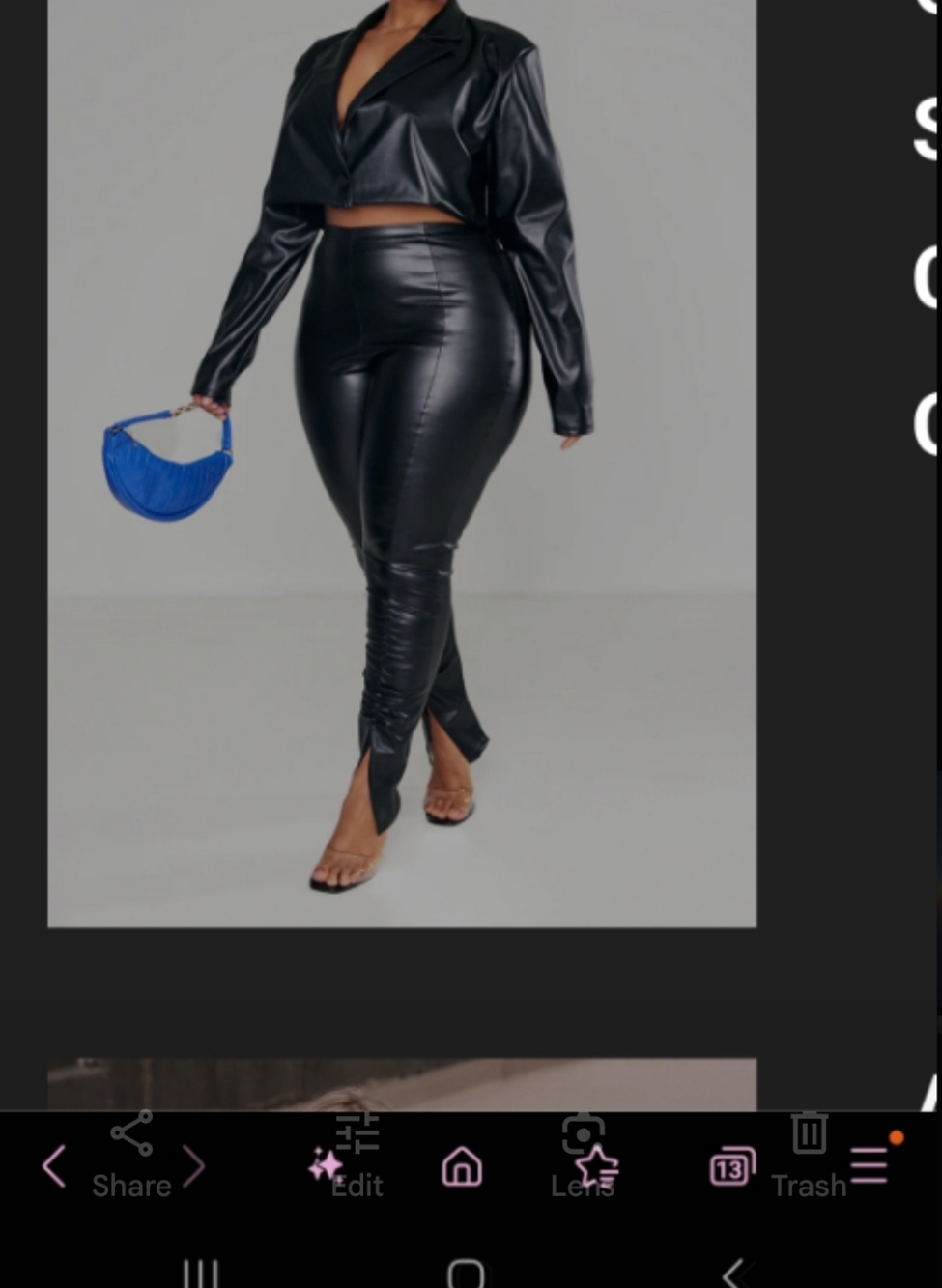 PrettyLittleThing Black Faux Leather Cropped Blazer